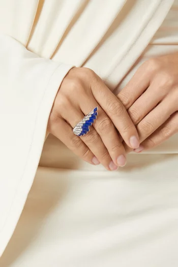 Wings Rising Lapis Lazuli & Diamond Ring in 18kt White Gold
