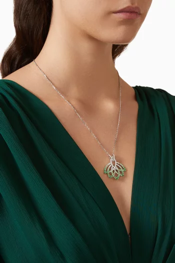 Lotus Flower Pendant Necklace in 18kt White Gold