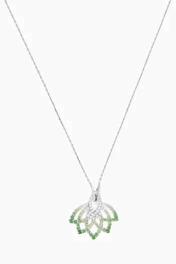 Lotus Flower Pendant Necklace in 18kt White Gold