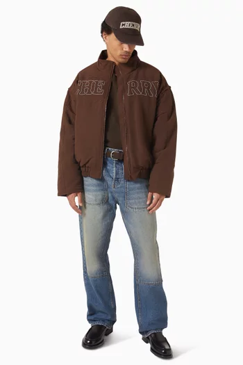 جاكيت منفوخ مستوحى من ملابس فرق تصليح السيارات نايلون