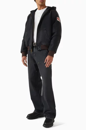 جاكيت بتصميم ملابس عمال وغطاء رأس قنب قطني