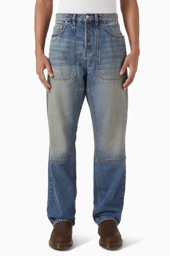 بنطال جينز ويسترن بطبقتين على الركبة دينم