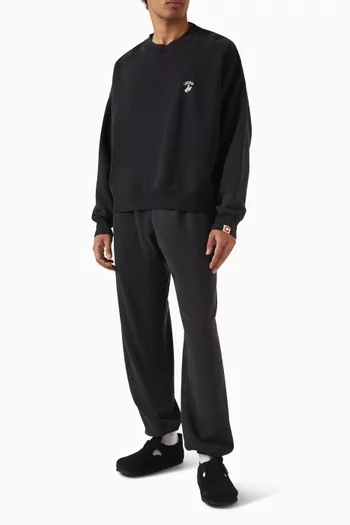 سويت شيرت رياضي بفتحة رقبة مستديرة وتصميم غربي قطن