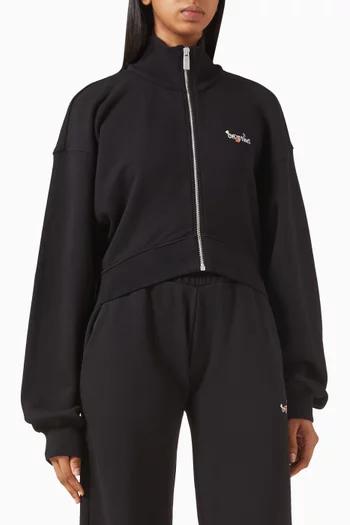 جاكيت بشعار الأسهم بنقشة زهور وسحّاب قطن