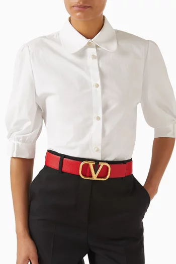 VLOGO Reversible Belt in Grainy Leather