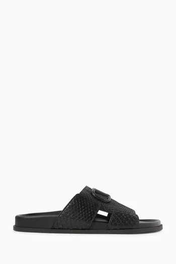 VLogo Sandals in Python-embossed Leather