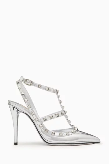 Valentino Garavani Rockstud 100 Pumps in Metallic-leather