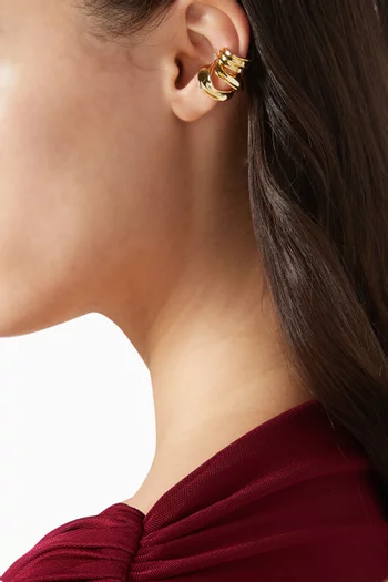 طقم أقراط ميركوري محيطة بالأذن بتصميم أقراص نحاس مطلي بلون ذهبي