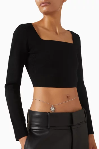 The Ibiza Sun Belly Chain in Rhodium-plated Brass
