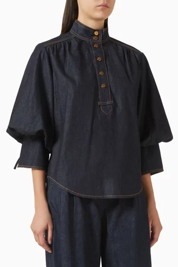 قميص بأكمام واسعة دينم