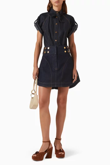 قميص بعقدة عند الرقبة دينم