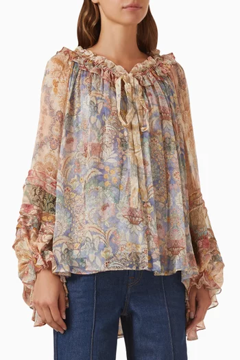 بلوزة ربيلين بأشرطة بنمط حبل حرير