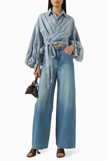 Rebellion Wrap Top in Denim