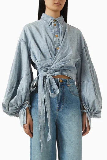 Rebellion Wrap Top in Denim