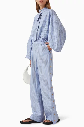 Stripe Snap Pants in Cotton-blend
