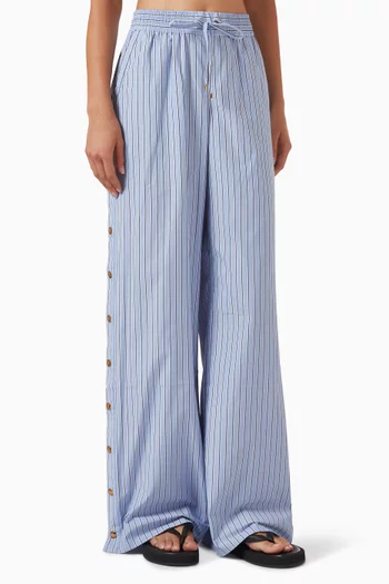 Stripe Snap Pants in Cotton-blend