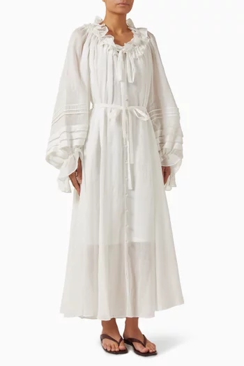 فستان ربيلين بقصة واسعة وأربطة قماش رامي