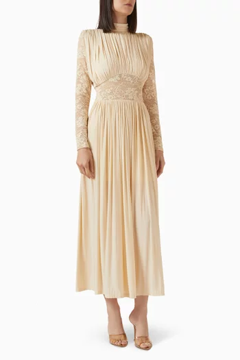 فستان ربيلين بدرابيه دانتيل وجيرسيه