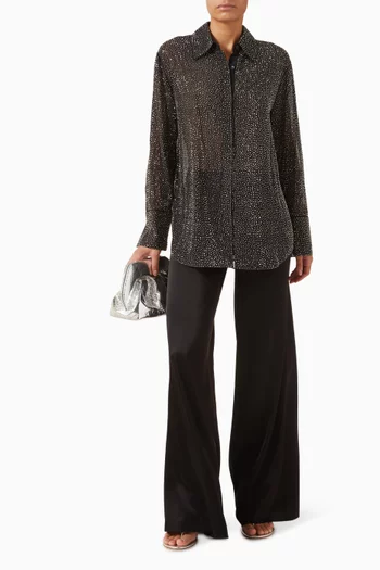 Finely Oversized Embellished Shirt in Georgette