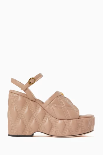 Quiltie Wedge Sandals in Quilted Nappa Leather