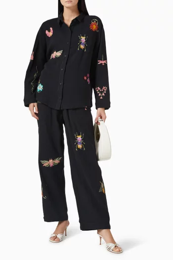 Keishi Embroidered Shirt in Cotton