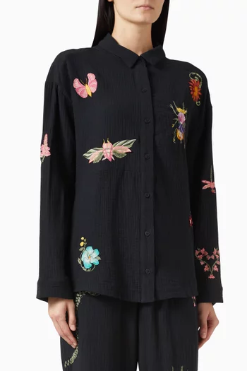 Keishi Embroidered Shirt in Cotton