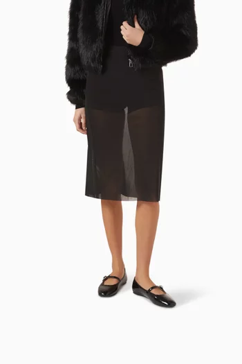 حذاء ماري جين هالو بكعب مسطح جلد مجعد لامع