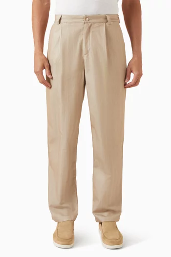 Aldo Pants in Cotton Denim Herringbone