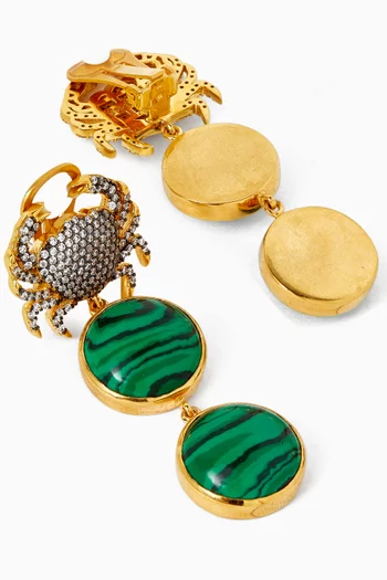Crab Malaquita Earrings in 24kt Gold-plated Bronze