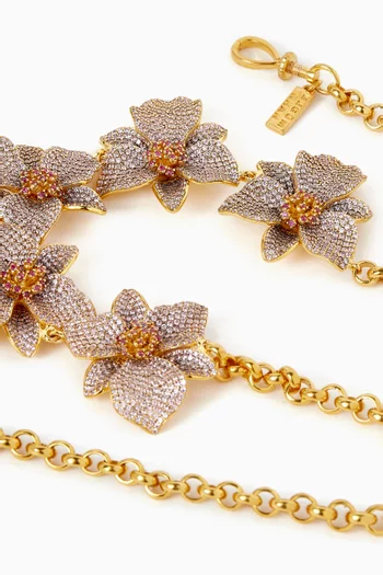 Orchids Crystal Choker in 24kt Gold-plated Bronze