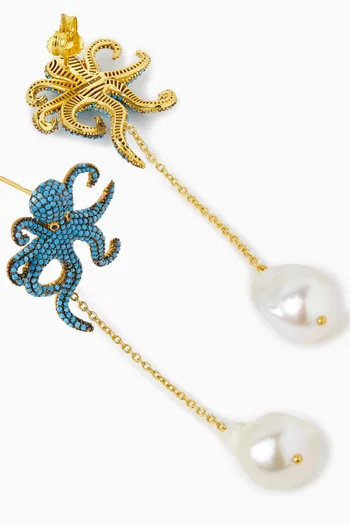 Polpino Pearl Earrings in 24kt Gold-plated Bronze