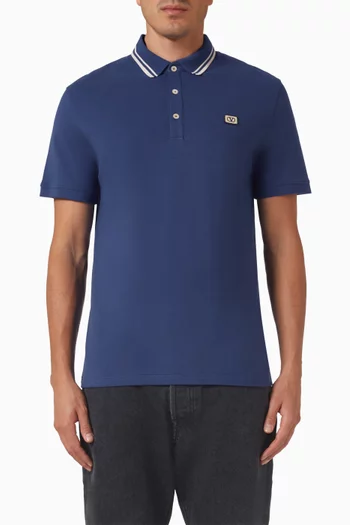 VLOGO Patch Polo T-shirt in Cotton-piqué