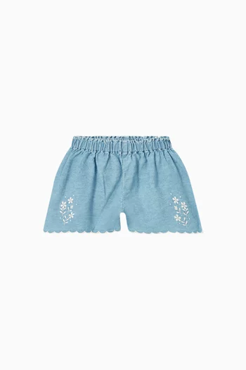 Scalloped Shorts in Denim