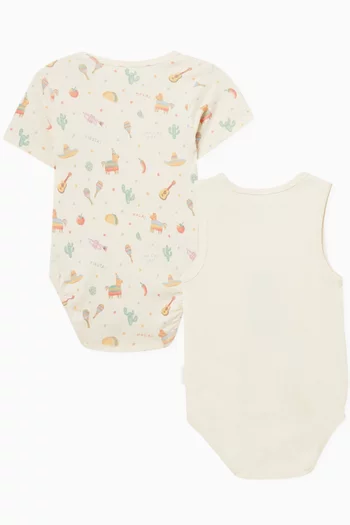 Graphic-print Bodysuits, Pack of 2