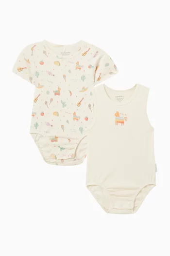 Graphic-print Bodysuits, Pack of 2