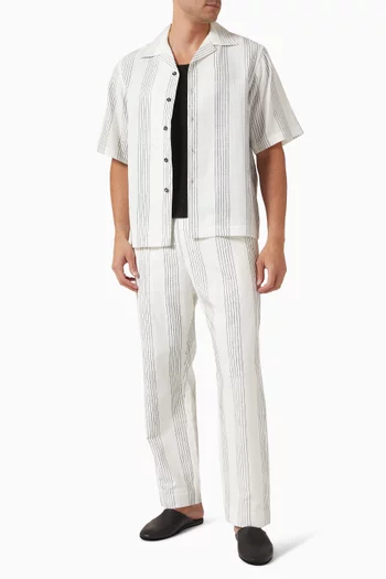 Textured Stripe Resort Pants in Linen-blend