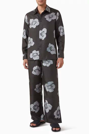 Painted Floral Wide Leg Pants