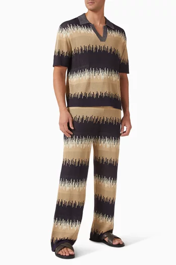 تي شيرت بولو بنقشة موجات جاكار مزيج فيسكوز