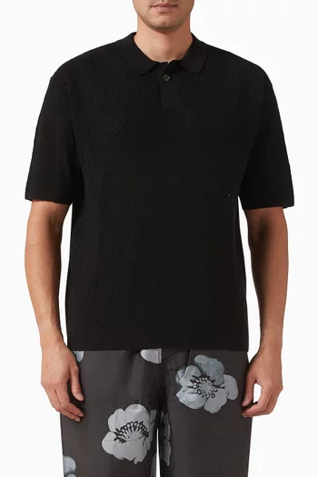 تي شيرت بولو بأزرار بالكامل مزيج قطن