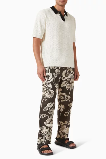 تي شيرت بولو بأزرار بالكامل مزيج قطن