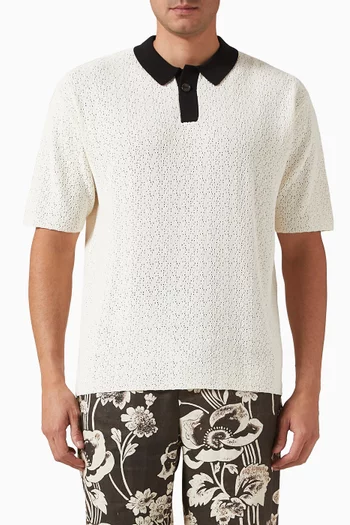 تي شيرت بولو بأزرار بالكامل مزيج قطن