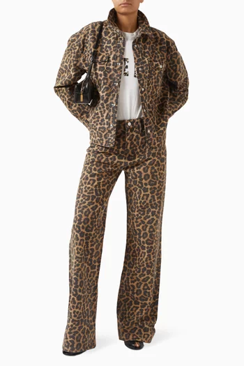 بنطال جينز هيو بنقشة جلد الفهد دينم