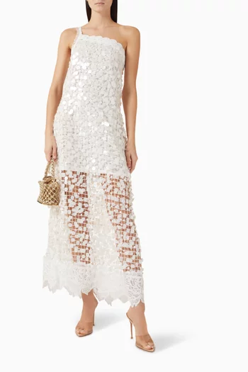 فستان زافيرو متوسط الطول بكتف مكشوف