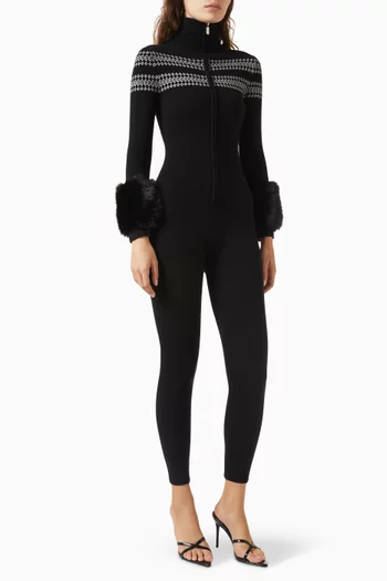 Ski Geometric Base-layer Jumpsuit in Knit