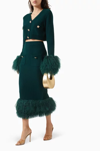 The Shearling-trim Maxi Skirt in Wool-cashmere