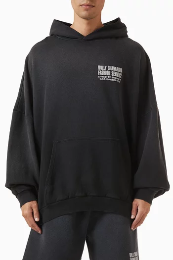 كنزة بغطاء رأس هوليجان بعبارة Fashion Services قطن