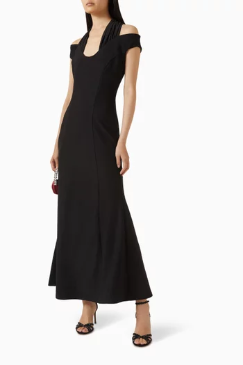 Off-shoulder Dress in Knit Crepe