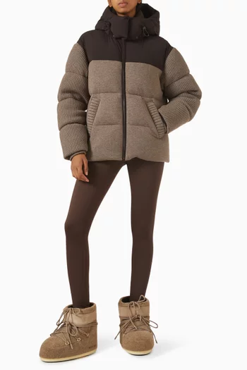 جاكيت جرير متوسط الطول بتصميم مبطن بالزغب