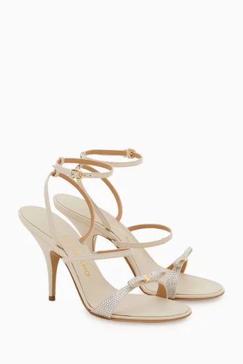 Ariel 95 Crystal Sandals in Leather