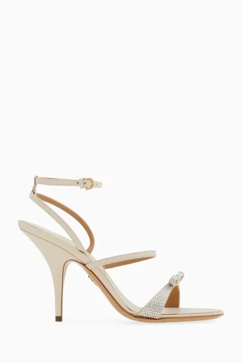 Ariel 95 Crystal Sandals in Leather